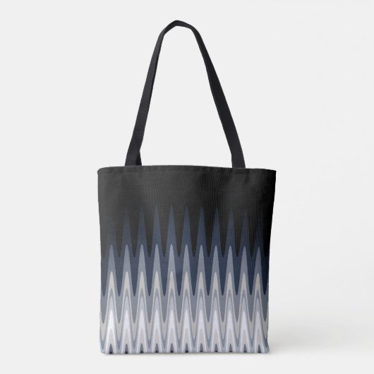 Zig Zag Schwarz-weiß Grau Navy Blue Beige Muster Tasche (Rückseite)