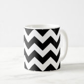 Zig zag Schwarz-Weiß-Muster Café Tasse (VorderseiteRechts)
