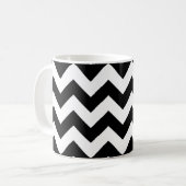 Zig zag Schwarz-Weiß-Muster Café Tasse (Vorderseite Links)