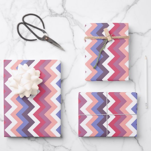 Zig-Zag-Streifen Geschenkpapier Set (Vorderseite)