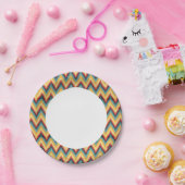 Zig-Zag-Streifen Hintergrund 2 Pappteller (Party)