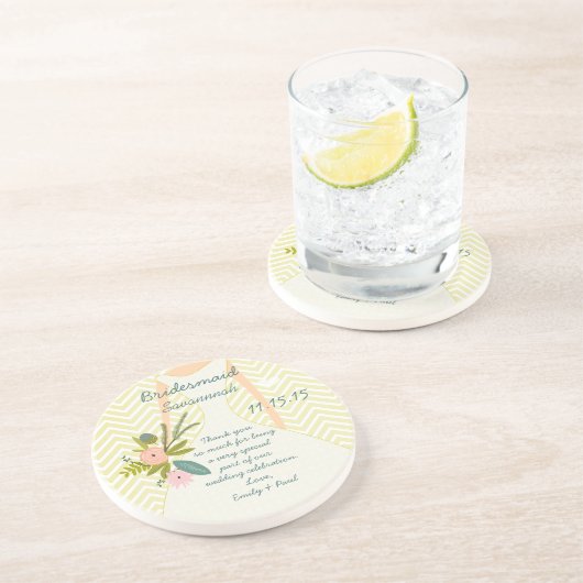 Zig Zag Wedding Gown Bridesmaid Keepake Geschenk Untersetzer (Seite)