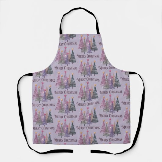 Zig Zag Weihnachtsbaum Imitate Glitzer Xmas Winter Schürze (Vorderseite)