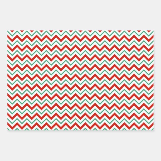 Zig-Zagged Mint Stripe Wrapping Paper Geschenkpapier Set (Vorderseite 3)