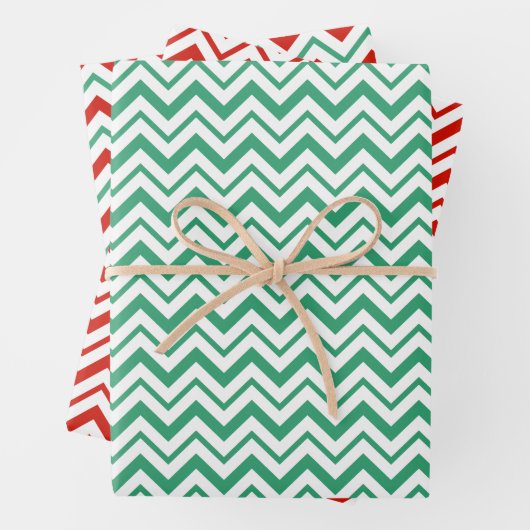 Zig-Zagged Mint Stripe Wrapping Paper Geschenkpapier Set (Beispiel)