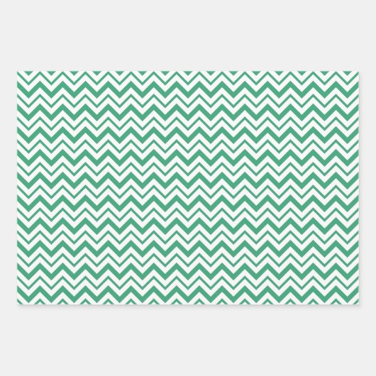 Zig-Zagged Mint Stripe Wrapping Paper Geschenkpapier Set (Vorderseite)