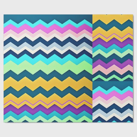 Zig-zaggendes pastellfarbenes Regenbogenmuster Geschenkpapier (Flach)