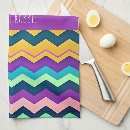 Zig-zaggendes pastellfarbenes Regenbogenmuster Geschirrtuch (Viertel Falte)