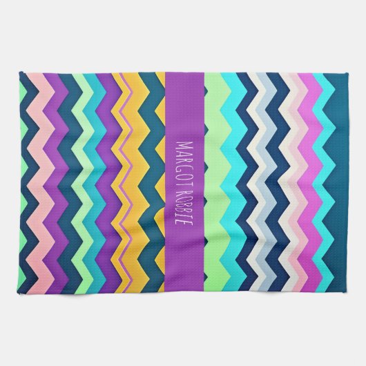 Zig-zaggendes pastellfarbenes Regenbogenmuster Geschirrtuch (Horizontal)
