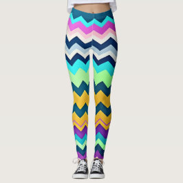 Zig-zaggendes pastellfarbenes Regenbogenmuster Leggings