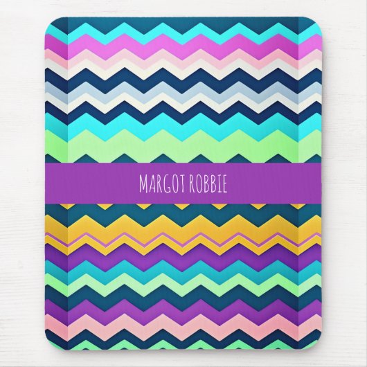 Zig-zaggendes pastellfarbenes Regenbogenmuster Mousepad (Vorne)