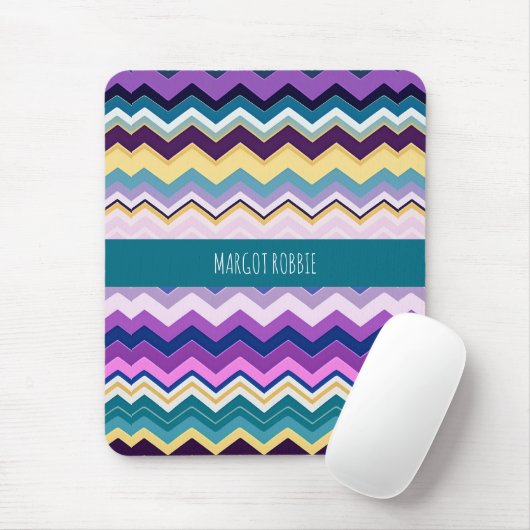 Zig Zagging Pastel Violet Retro Muster Mousepad (Mit Mouse)