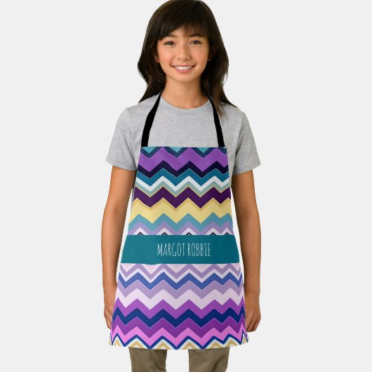 Zig Zagging Pastel Violet Retro Muster Schürze (Insitu)
