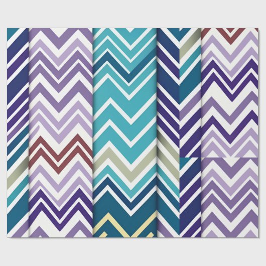 Zig Zagging pastellfarben Vertikal Grünes Retromus Geschenkpapier (Flach)