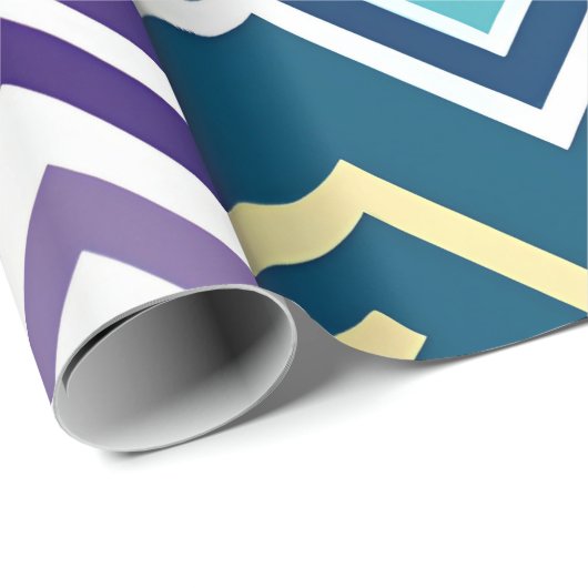 Zig Zagging pastellfarben Vertikal Grünes Retromus Geschenkpapier (Rolleneckpunkt)