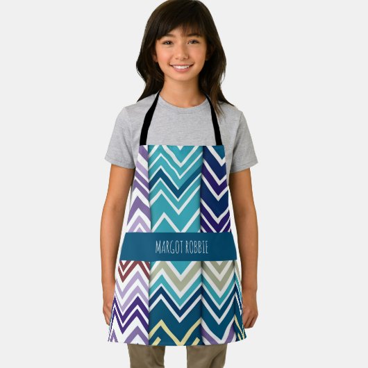 Zig Zagging pastellfarben Vertikal Grünes Retromus Schürze (Insitu)