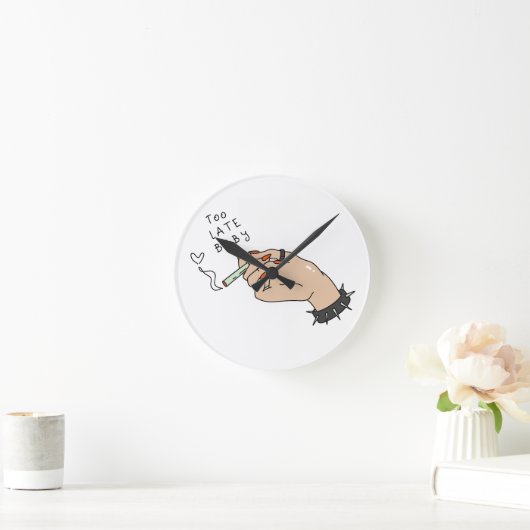 Zigarette in Hand Anti-Valentin Runde Wanduhr (Zuhause)