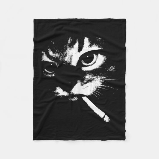Zigarette Kitten Funny Smoking Cat Meme Gangster C Fleecedecke (Vorderseite)