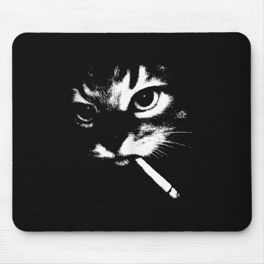 Zigarette Kitten Funny Smoking Cat Meme Gangster C Mousepad (Vorne)