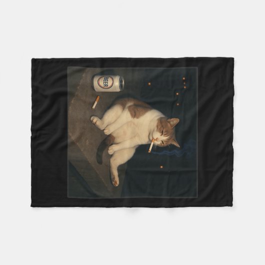 Zigarette Kitten Funny Smoking Cat Meme Stud Fleecedecke (Vorderseite (Horizontal))
