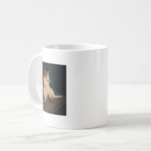 Zigarette Kitten Funny Smoking Cat Meme Stud Kaffeetasse (Vorderseite Links)