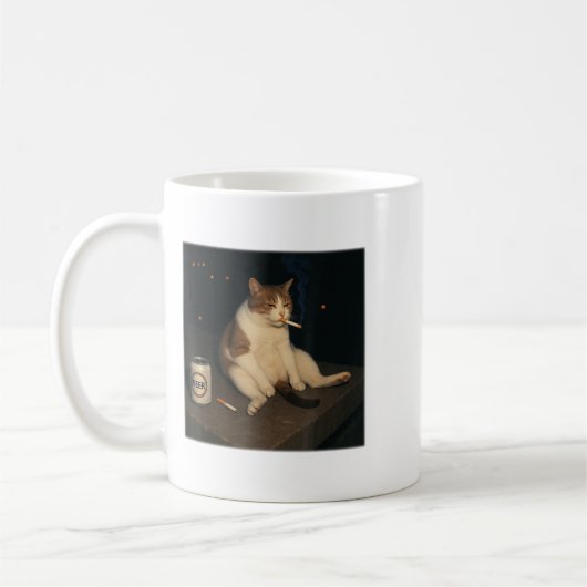 Zigarette Kitten Funny Smoking Cat Meme Stud Kaffeetasse (Links)