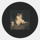 Zigarette Kitten Funny Smoking Cat Meme Stud Runder Aufkleber (Vorderseite)