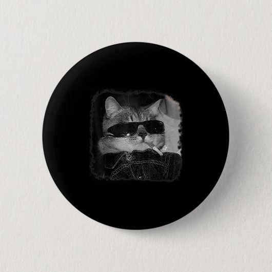 Zigarette Kitten Gang Cat Rauchen Zigarette Funny Button (Vorderseite)