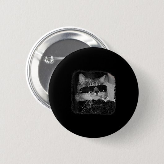 Zigarette Kitten Gang Cat Rauchen Zigarette Funny Button (Vorne & Hinten)