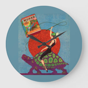 Zigaretten aus Muraden - Lady reitet Riesenschildk Große Wanduhr