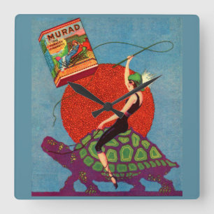 Zigaretten aus Muraden - Lady reitet Riesenschildk Quadratische Wanduhr