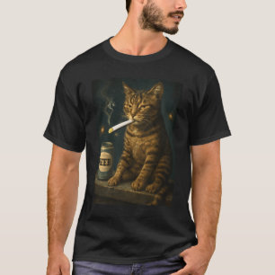 Zigaretten-Kätzchen-Trink-Rauch-Katze-Meme Dumm  T-Shirt