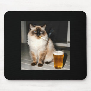 Zigarettenkatze Lustige Ragdoll-Katze Rauchendes K Mousepad