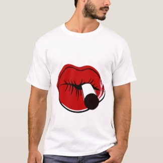 Zigarettenrauchen Rote Lippen T-Shirt
