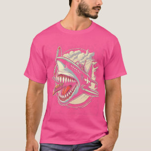 Zigarre rauchendes WW II-Flugzeug Zigarren-Hai T-Shirt