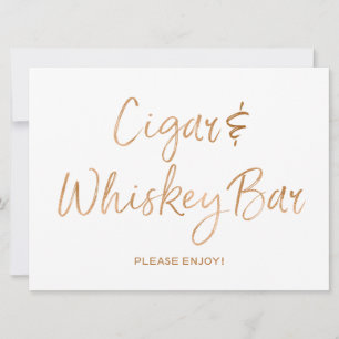 Zigarre & Whiskey Schild Hochzeit   Stilvoll Gold 