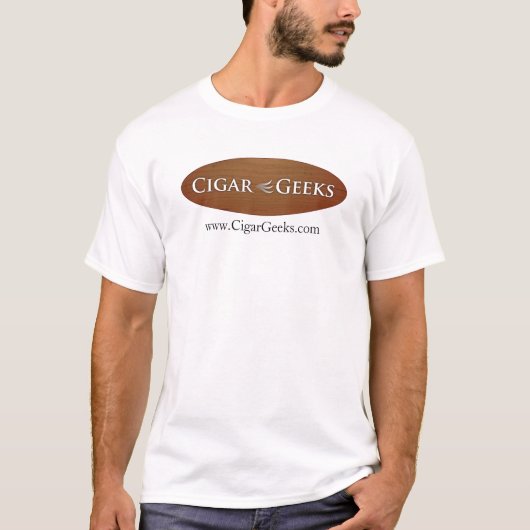 Zigarregeeks-T - Shirt mit ovalem Logo und Adresse (Vorderseite)