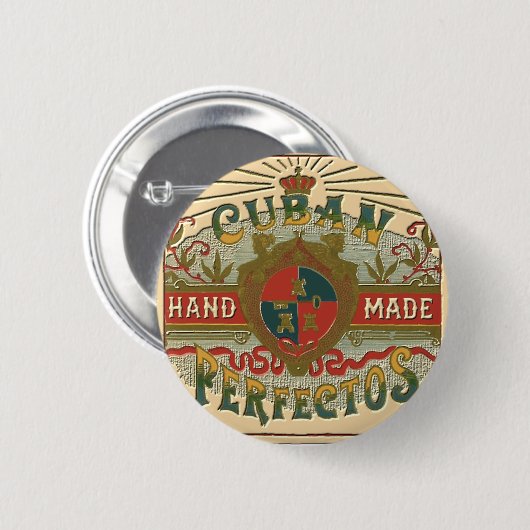 Zigarren-Anzeigen-Kubaner Perfectos Retro Anzeige Button (Vorne & Hinten)