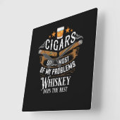 Zigarren lösen die meisten meiner Probleme Whiskey Quadratische Wanduhr (Winkel)