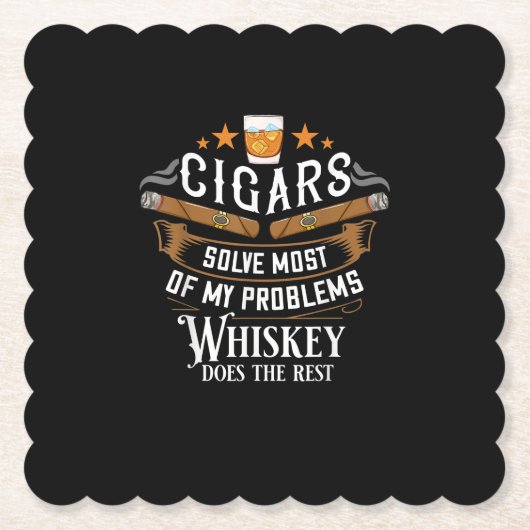 Zigarren lösen die meisten meiner Probleme Whiskey Untersetzer (Vorderseite)