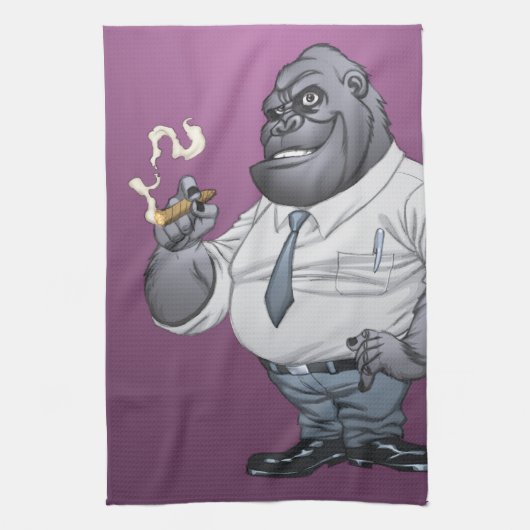 Zigarren-rauchender Geschäftsmann-Chef-Gorilla Geschirrtuch (Vertikal)