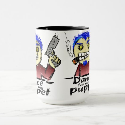 Zigarren-rauchender Verbrecher mit einem Gewehr Tasse (Zentrum)