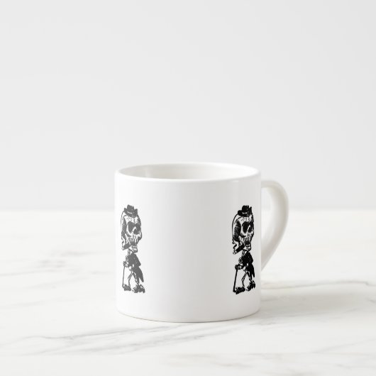 Zigarren-rauchendes Skelett Espressotasse (Vorderseite Rechts)