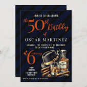 Zigarren und Bourbon Geburtstagsparty Einladung (Vorne/Hinten)