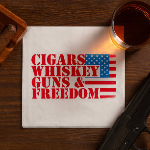 Zigarren Whisky Waffen und Freiheit Serviette