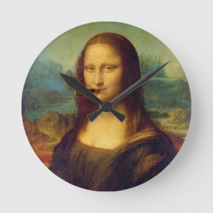 Zigarrenraucher Mona Lisa Rauchen Pufferung Runde Wanduhr