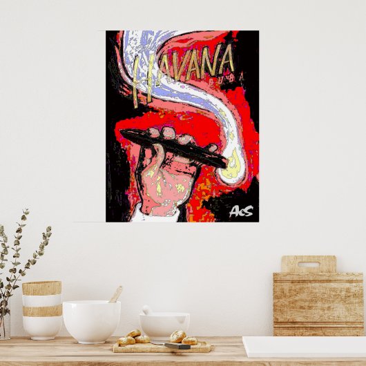 Zigarrenraucher Poster (Küche)