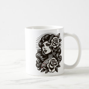 Zigeunerin im Vintage-Tätowierstil _1 Kaffeetasse
