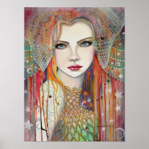 Zigeunerin Schöne Fantasy-Kunst Frau Poster