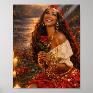 Zigeunerkunst    roter Gitana-Plakat 🌹 Poster